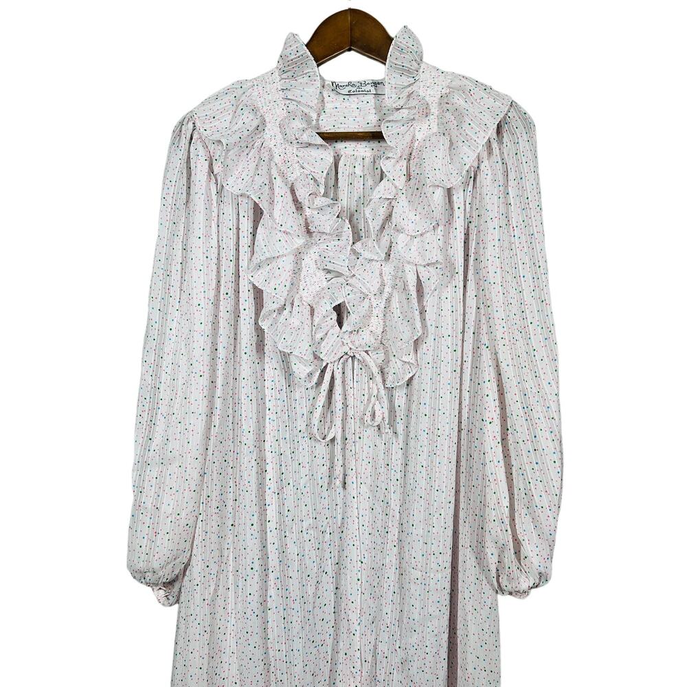 Vintage Marsha Bergen Dressing Gown Robe Night Pajama White - XL